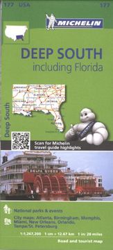 portada 177- Deep South Including Florida Map Michelin USA (Michelin Zoom USA Maps) (en Inglés)