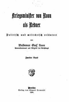 portada Kriegsminister von Roon als Redner (German Edition)