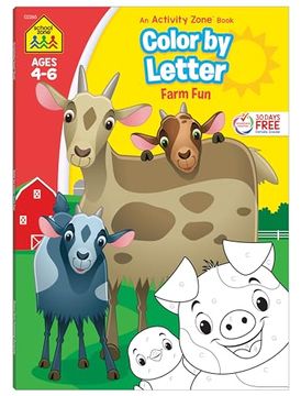 portada School Zone Color by Letter Workbook: Learn the Abcs With Farm fun for Kindergarten, 1st Grade, Alphabet, Coloring, Farm Animals, and More (Activity Zone) 