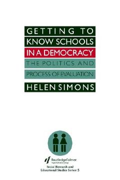 portada getting to know schools in a democracy (en Inglés)