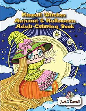 portada Kawaii Witches Autumn & Halloween Adult Coloring Book: An Autumn Coloring Book for Adults & Kids: Japanese Anime Witches, Cats, Owls, Fall Scenes & Halloween Festivities (en Inglés)