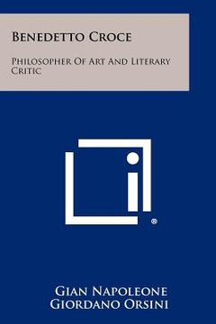 portada benedetto croce: philosopher of art and literary critic (in English)