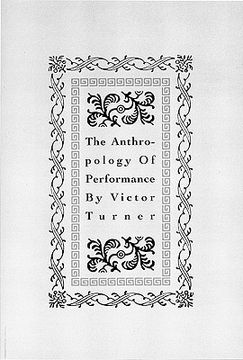 portada The Anthropology of Performance (Paj Books) (en Inglés)
