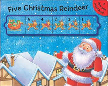 portada Five Christmas Reindeer: A Slide and Count Book (en Inglés)