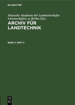 portada Archiv für Landtechnik. Band 7, Heft 3 (en Alemán)