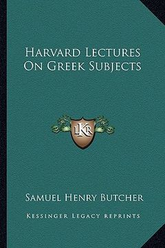 portada harvard lectures on greek subjects (in English)