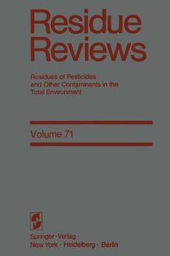 portada Residue Reviews: Residues of Pesticides and Other Contaminants in the Total Environment (in English)