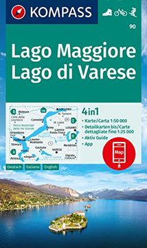 portada Kompass Wanderkarte 90 Lago Maggiore, Lago di Varese 1: 50. 000 (en Alemán)