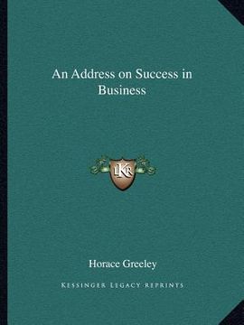 portada an address on success in business (en Inglés)