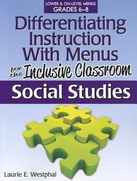 portada differentiating instruction with menus for the inclusive classroom, social studies 6-8