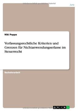portada Verfassungsrechtliche Kriterien und Grenzen für Nichtanwendungserlasse im Steuerrecht (German Edition)