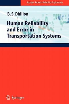 portada human reliability and error in transportation systems (en Inglés)