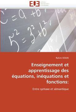 portada Enseignement Et Apprentissage Des Equations, Inequations Et Fonctions