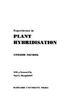 portada experiments in plant hybridisation (en Inglés)
