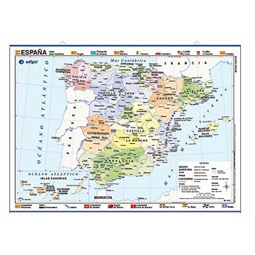 Libro Mapa Poster España Fisico / Politico (70 x 50)(Ref. 16) De -  Buscalibre