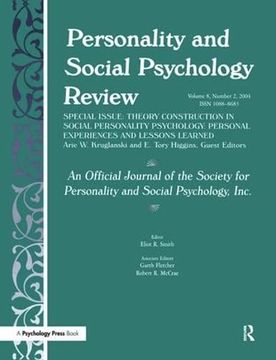 portada Theory Construction in Social Personality Psychology: Personal Experiences and Lessons Learned: A Special Issue of Personality and Social Psychology R (en Inglés)