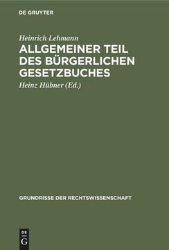 portada Allgemeiner Teil des Bürgerlichen Gesetzbuches (en Alemán)
