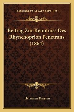 portada Beitrag Zur Kenntniss Des Rhynchoprion Penetrans (1864) (en Alemán)