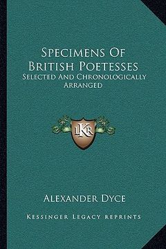 portada specimens of british poetesses: selected and chronologically arranged (en Inglés)