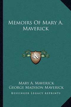 portada memoirs of mary a. maverick (en Inglés)