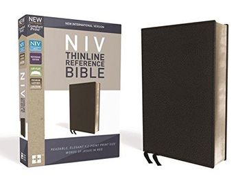 portada NIV, Thinline Reference Bible, Premium Bonded Leather, Black, Red Letter Edition, Comfort Print (en Inglés)