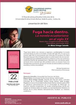 portada FUGA HACIA DENTRO: LA NOVELA ECUATORIANA EN EL SIGLO XX (in Spanish)