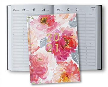 portada Planner 2021 Vertical Weekly: Planner 2021 Hardcover 8. 5 x 11 | January - December 2021 | 2 Pages per Week | Vertical Layout | 1 Column per day | Appointment Book 2021 Hourly | red Flowers (in English)