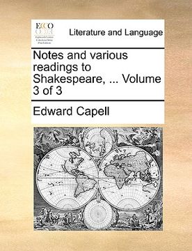 portada notes and various readings to shakespeare, ... volume 3 of 3 (en Inglés)