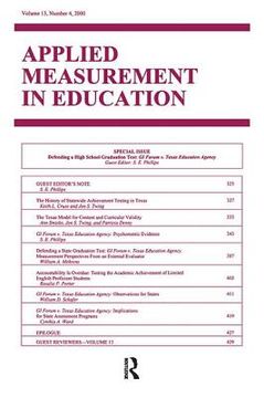 portada Defending a High School Graduation Test: GI Forum V. Texas Education Agency. a Special Issue of Applied Measurement in Education (in English)