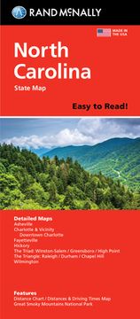 portada Rand McNally Easy to Read: North Carolina State Folded Map (en Inglés)