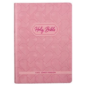 portada KJV Kids Bible, 40 Pages Full Color Study Helps, Presentation Page, Ribbon Marker, Holy Bible for Children Ages 8-12, Light Pink Hearts Faux Leather F (in English)