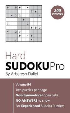 portada Hard Sudoku Pro: Book for Experienced Puzzlers (200 puzzles) Vol. 94 (en Inglés)