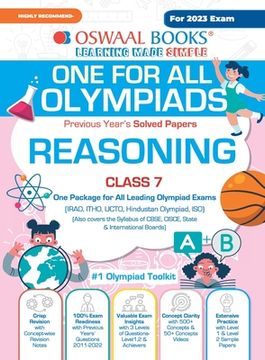 portada Oswaal One For All Olympiad Previous Years' Solved Papers, Class-7 Reasoning Book (For 2023 Exam) (en Inglés)