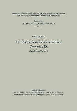 portada Der Psalmenkommentar Von Tura (en Alemán)
