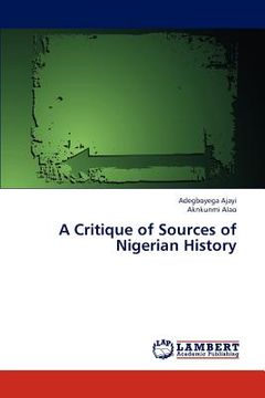 portada a critique of sources of nigerian history (en Inglés)
