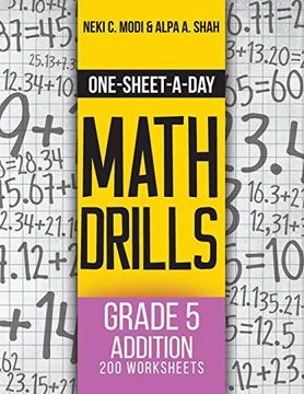 portada One-Sheet-A-Day Math Drills: Grade 5 Addition - 200 Worksheets (Book 13 of 24) 