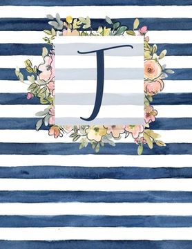 portada T: Letter T Monogram Initial Notebook - 8.5" x 11" - 100 pages, Dot Bullet Grid Pages- Watercolor Floral Notebook