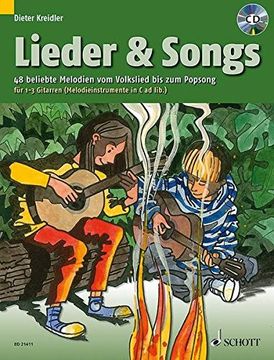 portada Lieder & Songs: 48 Beliebte Melodien vom Volkslied bis zum Popsong. 1-3 Gitarren (Melodie-Instrumente in c ad Lib. ). Ausgabe mit cd.