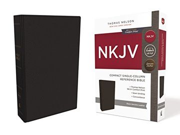 portada Nkjv, Compact Single-Column Reference Bible, Genuine Leather, Black, red Letter Edition, Comfort Print (in English)