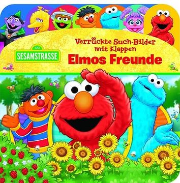 portada Sesamstraße - Verrückte Such-Bilder mit Klappen - Elmos Freunde - Pappbilderbuch mit 20 Klappen - Wimmelbuch für Kinder ab 18 Monaten (en Alemán)