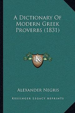 portada a dictionary of modern greek proverbs (1831) (en Inglés)
