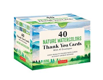 portada Nature Watercolors, 40 Thank you Cards With Envelopes: (4 1 (en Inglés)