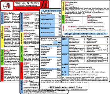 portada Schemata & Scores in Klinik & Rettungsdienst (2 Karten Set) - Ssss-Schema, Abcde-Schema, Basics-Schema, Ipap-Schema, Sampler(! )S, Wasb, Fast, Opqrst, Pech-Regel, Dms, 4Hs, Hits, Gcs, Kuss, Apgar (in German)