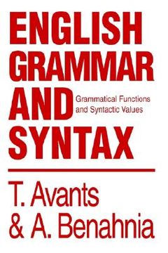 portada english grammar and syntax: grammatical functions and syntactic values (en Inglés)