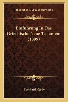 portada Einfuhrung In Das Griechische Neue Testament (1899) (en Alemán)