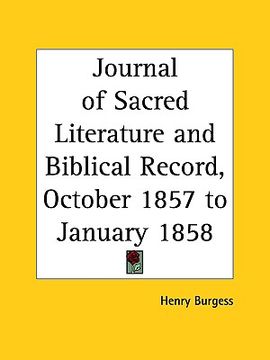 portada journal of sacred literature and biblical record, october 1857 to january 1858 (en Inglés)