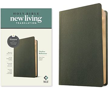 portada Nlt Thinline Reference Bible, Filament Enabled Edition (Red Letter, Genuine Leather, Olive Green) (en Inglés)