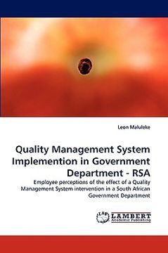 portada quality management system implemention in government department - rsa (en Inglés)