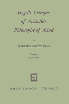 portada Hegel's Critique of Aristotle's Philosophy of Mind (in English)