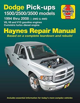portada Dodge Pick-Ups 1500, 2500 & 3500 Models, 1994 Thru 2008 Haynes Repair Manual: 2wd & 4wd - v6, v8 and v10 Gasoline Engines - Cummins Turbo-Diesel Engine (Haynes Automotive) 